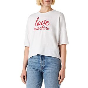 Love Moschino Haut à Manches Courtes Coupe surdimensionnée, Blanc Optique, 42 Femme, Blanc Optique., 42