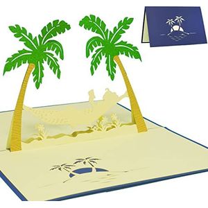Lin de Pop up 3D wenskaarten wenskaarten ruherstandkarten vakantie kaarten, reizen voucher, palmbomen hangende eilanden tapijt