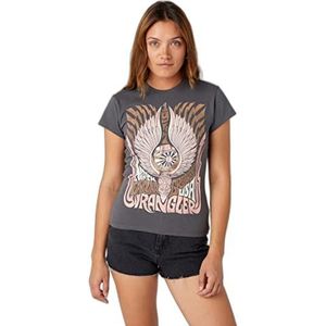 Wrangler Shrunken Band Thé T-Shirt Femme, Gris Foncé, XS