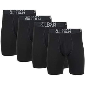 Gildan Boxershorts van katoen, stretch, nauwsluitende boxershorts voor heren (4 stuks), Zwart roet (4 stuks)