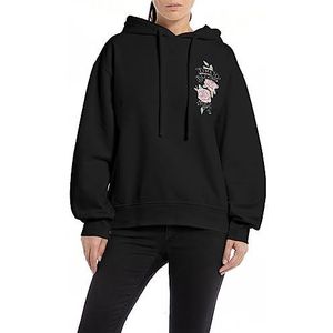 REPLAY Sweat à capuche pour femme, 098 Noir, L