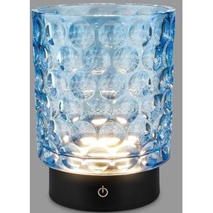 BRILONER - Draadloze led-tafellamp IP44 met glazen behuizing, dimbare touch-intensiteit, verwisselbare batterij en lichtbron, bedlamp, decoratieve lamp,