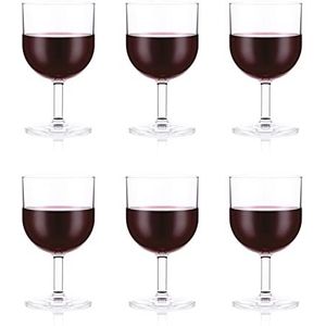 Bodum 11925-10SA OKTETT 6 rode wijnglazen van duurzaam kunststof, 0,25 liter