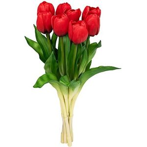 Softflame 8 stuks kunstbloemen, tulpen, rood, voor bruiloft, thuis, feest, restaurant