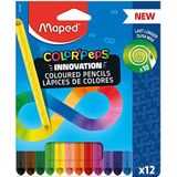 Maped - Innovatieve kleurpotloden COLOR'PEPS INFINITY - 100% gekleurde vulling - geen slijpen nodig - 100% bruikbaar - zacht en zeer aangenaam op papier - 12 stuks