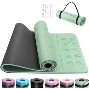 OUTDOUSE Yogamat, TPE, 6 mm dik, huidvriendelijk, antislip, gymnastiekmat, pilates, gymnastiek, meditatie, stretch, met draagriem en tas, training