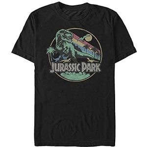 Jurassic Park Retro Cirkel T-shirt voor heren, zwart.