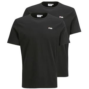 FILA Set van 2 T-shirts voor heren, geborduurd, zwart/zwart
