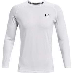 Under Armour UA HG Armour Fitted Ls T-shirt met lange mouwen voor heren, wit/zwart