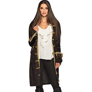 Boland 74175 - Piratenjas voor dames - zwart en goud - damesjas - piraat - mantel voor dames - carnavalskostuum - themafeest
