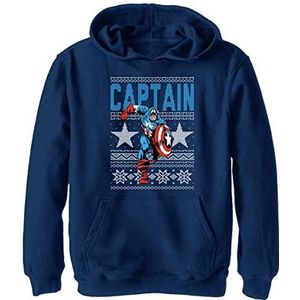 Marvel Ugly Captain Sweatshirt met capuchon, uniseks, kinderen, jongens, Marineblauw Heather
