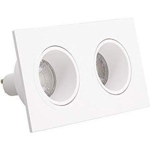 Xanlite SP502TCAB Led-inbouwplafondlamp, spot, 2 koppen, GU10, 50 W, 2700 K, vierkant, draaibaar, wit, IP20-SP502TCAB