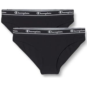 Champion Seizoensgebonden ondergoed W Bikini Script Logo X2 Hipster Slipje Dames, zwart.