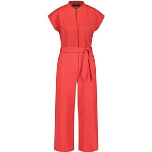 Taifun Dames jumpsuit met ceintuur schouder overcut jurk korte mouwen lange overall effen roze kussen, 46, Roze Kiss