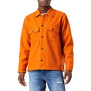 BOSS Lovvo Oversized overhemd voor heren, van dik katoen, Oranje open