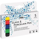 Kreul 42650 pennen, transparant, voor glas en porselein, geel, rood, blauw, groen, contour zwart, lijndikte ca. 2 - 4 mm, 4 stuks