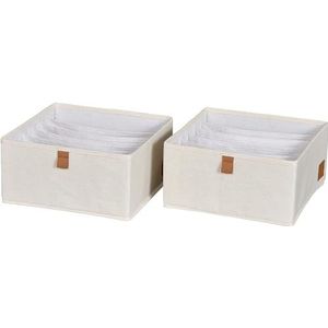 Love It Store Set van 2 hoogwaardige ladeboxen van stof voor kast met 6 vakken, beige, 30 x 30 x 15 cm