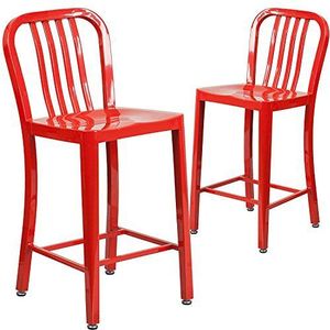 Flash Furniture Metalen outdoor stoel rood 48,26 x 40,01 x 92,08 cm