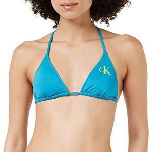 Calvin Klein Bikinitop voor dames, gewatteerd, driehoek, transparant, turquoise, XXL, Helder turquoise