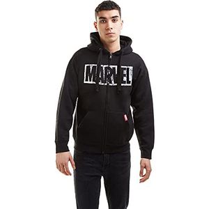 Marvel Distress Logo lange mouwen hoodie voor heren, zwart.