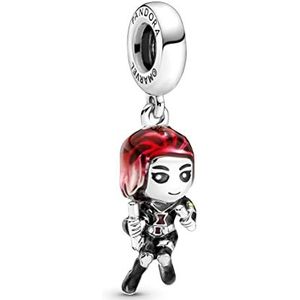 PANDORA MARVEL Black Widow-bedel, zilver, 790785C01, één maat, sterling zilver, geen edelsteen, Sterling zilver, Geen edelsteen