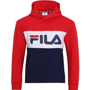 Fila Bagana Bloqué Hoodie voor kinderen, uniseks, Middeleeuws blauw, echt rood, glanzend wit