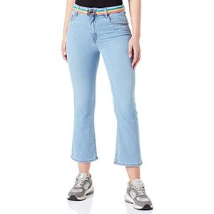 MOSCHINO Regenboog met elastische riem dames jeans, lichtblauw, 48, Blauwe jeans