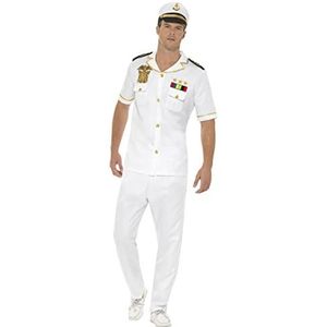 Smiffys Captain kostuum wit met top, broek en hoed - wit - M