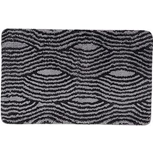MSV Badkamerkleed/badmat Waves - kleedje voor op de vloer - grijs/wit - 50 x 80 cm - Microvezel