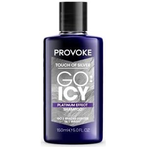 PROVOKE Touch of Silver Go Icy Shampooing 150 ml, aspect platine glacé en seulement 1 lavage, triple technologie tonifiante pour refroidir les tons cuivrés plus chauds pour une couleur extra claire,