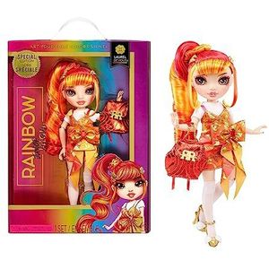 Rainbow Junior High Special Edition - LAUREL DE-VIOUS - pop met scharnier, 22,86 cm, rood en oranje met accessoires en zachte rugzak, leuk speelgoed voor kinderen van 4 tot 12 jaar