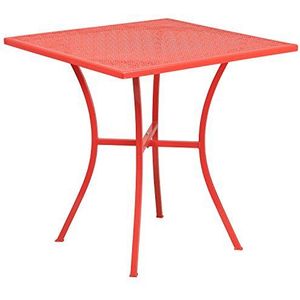 Flash Furniture Commerciële kwaliteit stalen vierkante terrastafel voor binnen/buiten 71,1 cm koraal
