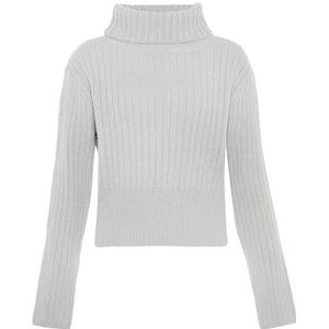 Blonda Women's Pull à col roulé à manches longues pour femme Acrylique Gris clair mélangé Taille XL/XXL, Gris clair mélangé., XL