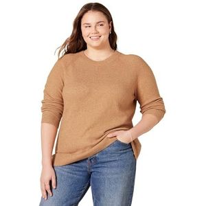 Amazon Essentials Chandail à manches longues et col rond pour femme, coupe classique, camel chiné, taille M