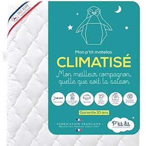 P'tit Lit - Matras voor kinderen en baby's met airconditioning - 70 x 140 cm - 1 kant koele zomer / 1 zijde winter gewatteerd - anti-mijt - afneembare hoes - Oeko Tex® - Gemaakt in Frankrijk