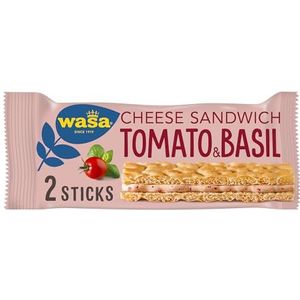 Wasa Sandwich Cheese Tomato & Basil Schetsbrood met vulling van basilicum-kaasdeeg, 24 stuks (24 x 40 g)