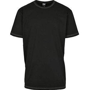 Urban Classics Heavy Oversized Contrast Stitch T-shirt voor heren, zwart/limoengroen