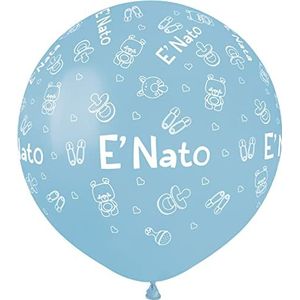 25 ballonnen ""E' Nato"" babyshower in natuurlijke latex premium kwaliteit G150 (Ø 48 cm/19 inch), pastellichtblauw
