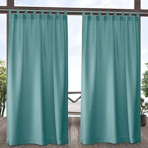 Exclusive Home Curtains 1 paar gordijnen met lussen voor binnen en buiten, 137 x 248 cm, blauwgroen