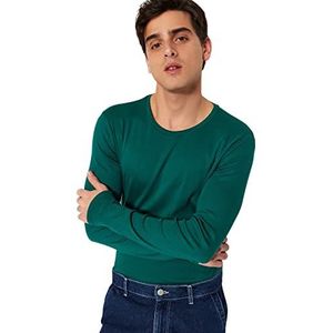 Trendyol Trendyol Basic T-shirt met ronde hals voor heren, regular fit, Trendyol gebreid T-shirt met ronde hals voor heren, basic regular fit heren, Groen