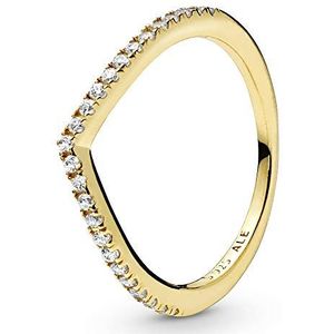 Pandora Vergulde Wishbone Wishbone trouwdag ring - 168758C01-56, goud, Goud, Zirkonia