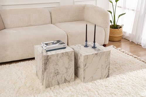 Asir - Bijzettafelset - Freesia - Marmer - Set van twee tafels