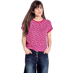 Cecil B321126 T-shirt van materiaalmix voor dames, Roze sorbet