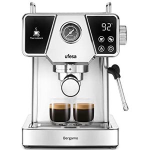 Ufesa Bergamo, Espresso- en cappuccino-koffiezetapparaat, touchscreen, druk 20 bar, 1350 W, thermoblock-systeem, instelbare verstuiver, gemalen koffie, tank 1,8 l, automatische uitschakeling
