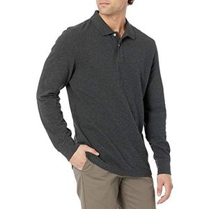 Amazon Essentials Polo piqué à manches longues pour homme, coupe ajustée, anthracite chiné, taille XL