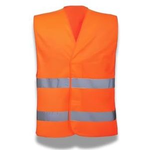 PARENCE. - Oranje vest, grote maat, klassiek vest met hoge zichtbaarheid, universeel, uniseks, oranje met reflecterende strepen