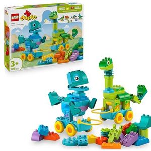 LEGO DUPLO Mijn stad dinosaurussen op wielen 3-in-1 educatief spel voor meisjes of jongens 3 jaar - diplodocus, T-rex, triceratops & stegosaurus of pteranodon & parasaurolophus - dinosaurusfiguren