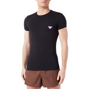 EMPORIO ARMANI Glanzend logo T-shirt voor heren (1 stuk), zwart.