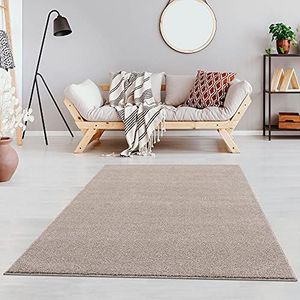 Fashion4Home Woonkamer tapijt - Effen tapijt voor kinderkamer, slaapkamer, kantoor, hal en keuken - Laagpolig beige - Afmetingen: 160 x 230 cm