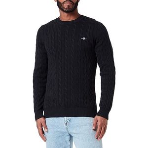 GANT Katoenen koord - C-hals heren sweater, zwart.